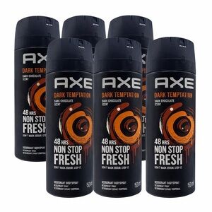 AXE Dark Temptation 6 Pack Deodorant Body Sprays 150ml Dark Chocolate Scent!